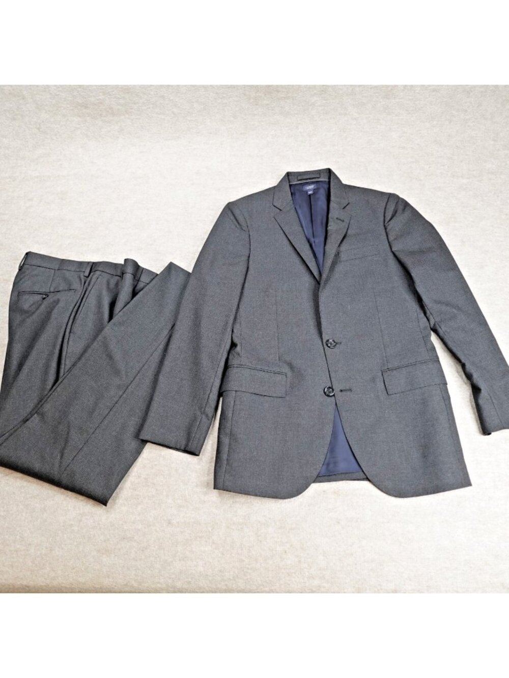 J.CREW Mens Suit 36R Gray Solid Wool Loro Piana